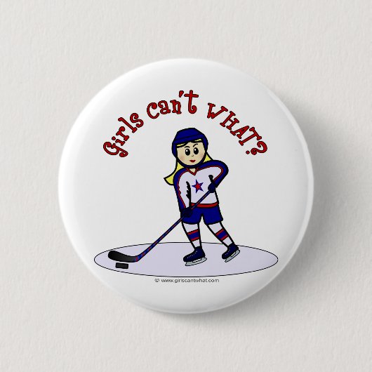 Blonde Girls Hockey Player Ronde Button 5,7 Cm (Voorkant)