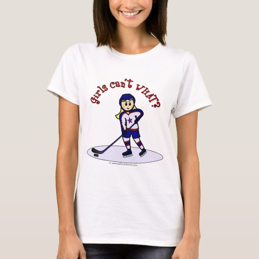 Blonde Girls Hockey Player T-shirt (Voorkant)