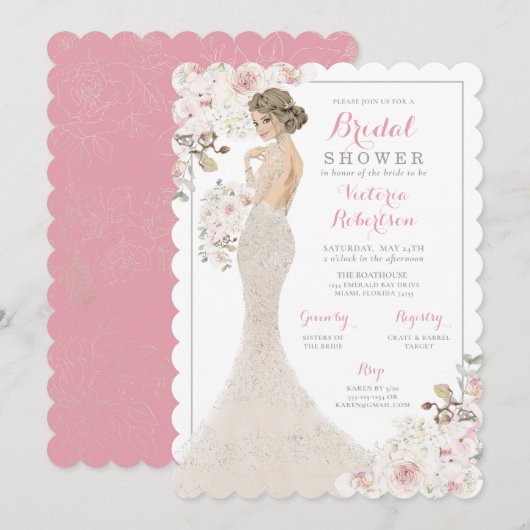 Blonde Glam Bride in het Vrijgezellenfeest Gown Kaart (Voorkant / Achterkant)