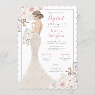 Blonde Glam Bride in het Vrijgezellenfeest Gown Kaart