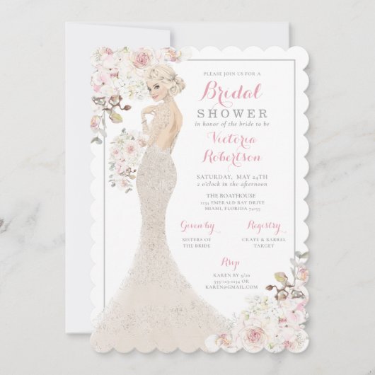 Blonde Glam Bride in het Vrijgezellenfeest Gown Kaart (Voorkant)