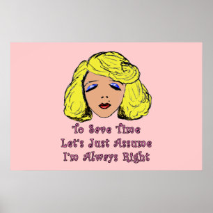 Blonde glamour Girl Sparl Time altijd Right Poster