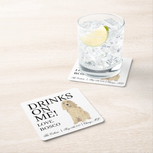 Blonde Golden Cocker Spaniel Hond bruiloft Kartonnen Onderzetters (Insitu)