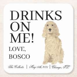 Blonde Golden Cocker Spaniel Hond bruiloft Kartonnen Onderzetters