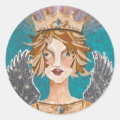 Blonde Guardian Angel Princess Priestess Paloma Ronde Sticker (Voorkant)
