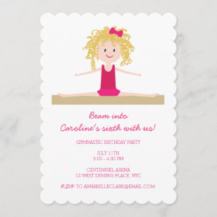 Blonde Gymnast   Birthday Invite Kaart