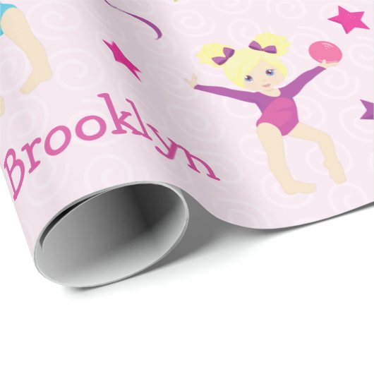 Blonde gymnastics Birthday Wrapping Paper Cadeaupapier (Rol Hoek)