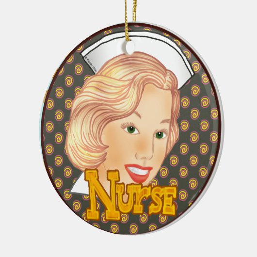 Blonde haarverpleegster keramisch ornament (Links)