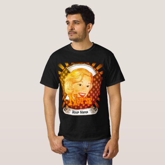 Blonde haarverpleegster t-shirt (Voorkant volledig)
