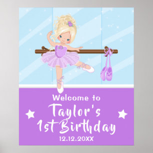 Blonde Hair Ballerina Paars Tutu Welkomstteken Poster