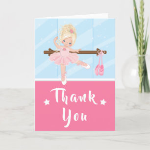 Blonde Hair Ballerina Pink Birthday Hartelijk dank Bedankkaart