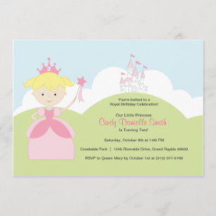 Blonde Hair Birthday Princess in roze met Castle Kaart