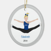 Blonde Hair Blue en Black Keramisch Ornament (Links)