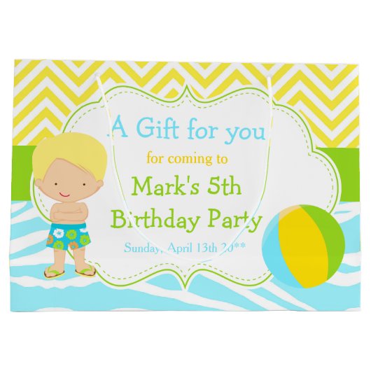 Blonde Hair Boy Pool Party Basparty Hartelijk dank Groot Cadeauzakje (Achterkant)