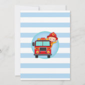 Blonde Hair Boys brandweerman uitnodiging (Achterkant)