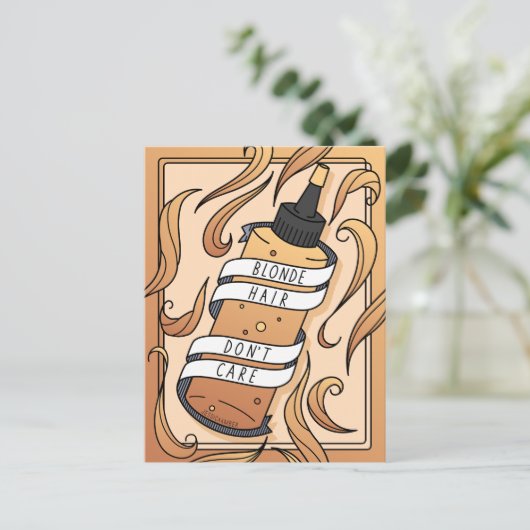 Blonde Hair Dye Bottle Vrouwelijke Cartoon Briefkaart (Staand voorkant)