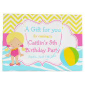 Blonde Hair Girl Pool Party Basis Dank je Groot Cadeauzakje (Achterkant)