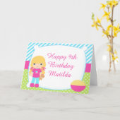 Blonde Hair Girl Sleepover Slumber-feest Kaart (Gele Bloem)