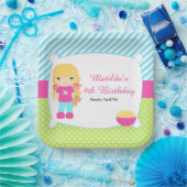 Blonde Hair Girl Sleepover Slumber Party Papieren Bordje (Feest)