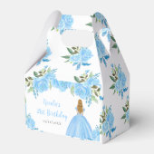 Blonde Hair Princess Blue Floral Birthday Party Bedankdoosjes (Achterkant)