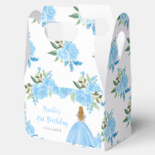 Blonde Hair Princess Blue Floral Birthday Party Bedankdoosjes (Geopend)
