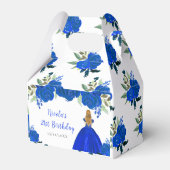 Blonde Hair Princess Blue Floral Birthday Party Bedankdoosjes (Achterkant)