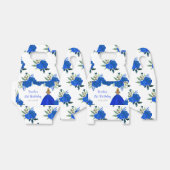 Blonde Hair Princess Blue Floral Birthday Party Bedankdoosjes (Uitgevouwen)