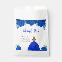 Blonde Hair Princess Blue Floral Birthday Party Bedankzakje