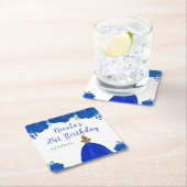 Blonde Hair Princess Blue Floral Birthday Party Kartonnen Onderzetters (Insitu)