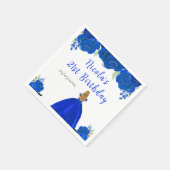 Blonde Hair Princess Blue Floral Birthday Party Servet (Hoek)