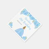 Blonde Hair Princess Blue Floral Birthday Party Servet (Hoek)