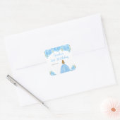 Blonde Hair Princess Blue Floral Birthday Party Vierkante Sticker (Envelop)
