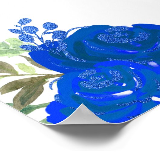 Blonde Hair Princess Blue Floral Birthday Welcome Poster (Hoek)