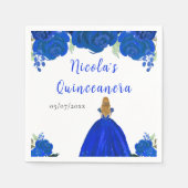 Blonde Hair Princess Blue Floral Quinceanera Servet (Voorkant)