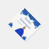 Blonde Hair Princess Blue Floral Quinceanera Servet (Hoek)