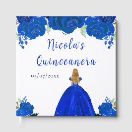 Blonde Hair Princess Blue Quinceanera Guest Book Gastenboek