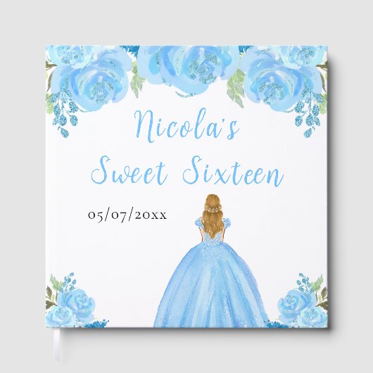 Blonde Hair Princess Blue Sweet Sixteen Guest Book Gastenboek (Voorkant)