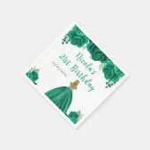 Blonde Hair Princess Green Floral Birthday Party Servet (Hoek)