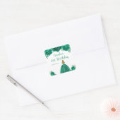 Blonde Hair Princess Green Floral Birthday Party Vierkante Sticker (Envelop)