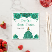 Blonde Hair Princess Green Floral Sweet Sixteen  Servet (Insitu)