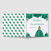 Blonde Hair Princess Green Quinceanera Guest Book Gastenboek (Volledig)