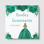Blonde Hair Princess Green Quinceanera Guest Book Gastenboek (Voorkant)