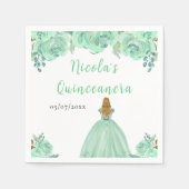 Blonde Hair Princess Mint Floral Quinceanera Servet (Voorkant)