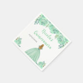 Blonde Hair Princess Mint Floral Quinceanera Servet (Hoek)