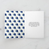 Blonde Hair Princess Navy Bloemen Verjaardagsfeest Kaart (Binnen)