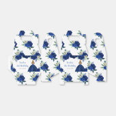 Blonde Hair Princess Navy Floral Birthday Party Bedankdoosjes (Uitgevouwen)