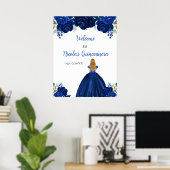 Blonde Hair Princess Navy Quinceanera Welcome Poster (Thuiskantoor)