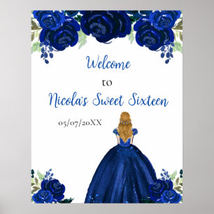 Blonde Hair Princess Navy Sweet Sixteen Welkom Poster