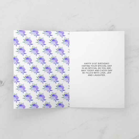 Blonde Hair Princess Paarse Bloemen Verjaardagsfee Kaart (Binnen)