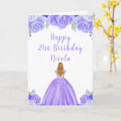 Blonde Hair Princess Paarse Bloemen Verjaardagsfee Kaart (Gele Bloem)